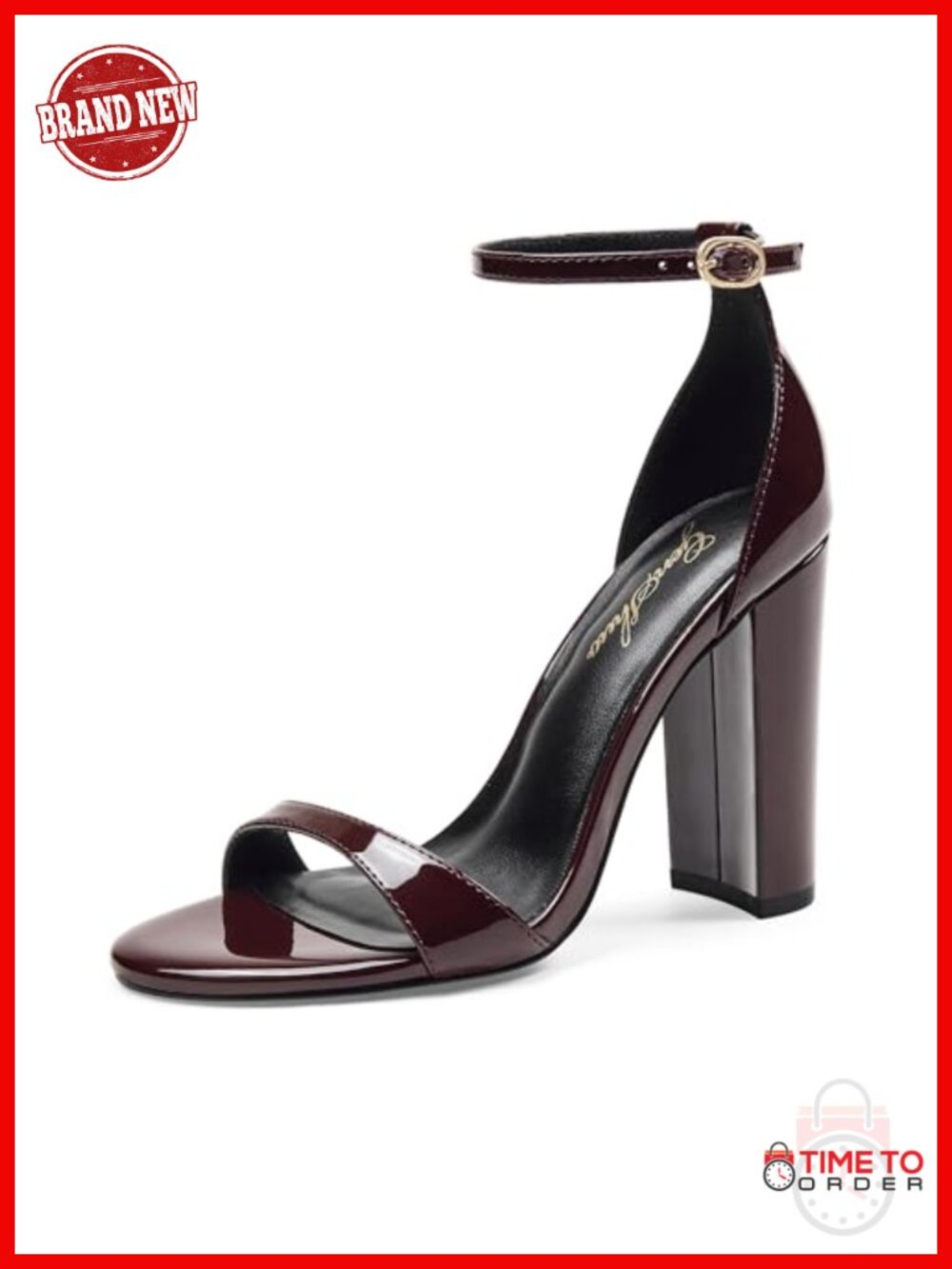 GENSHUO Women's 4-Inch Chunky High Heel Sandals with Ankle Strap